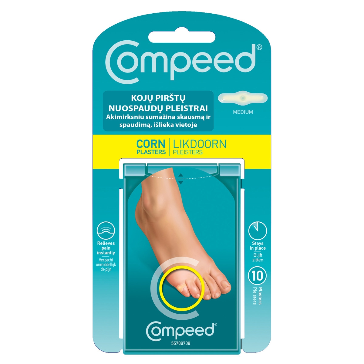 Пластыри COMPEED® среднего размера от сухих мозолей, 10 гидроколлоидных  пластырей